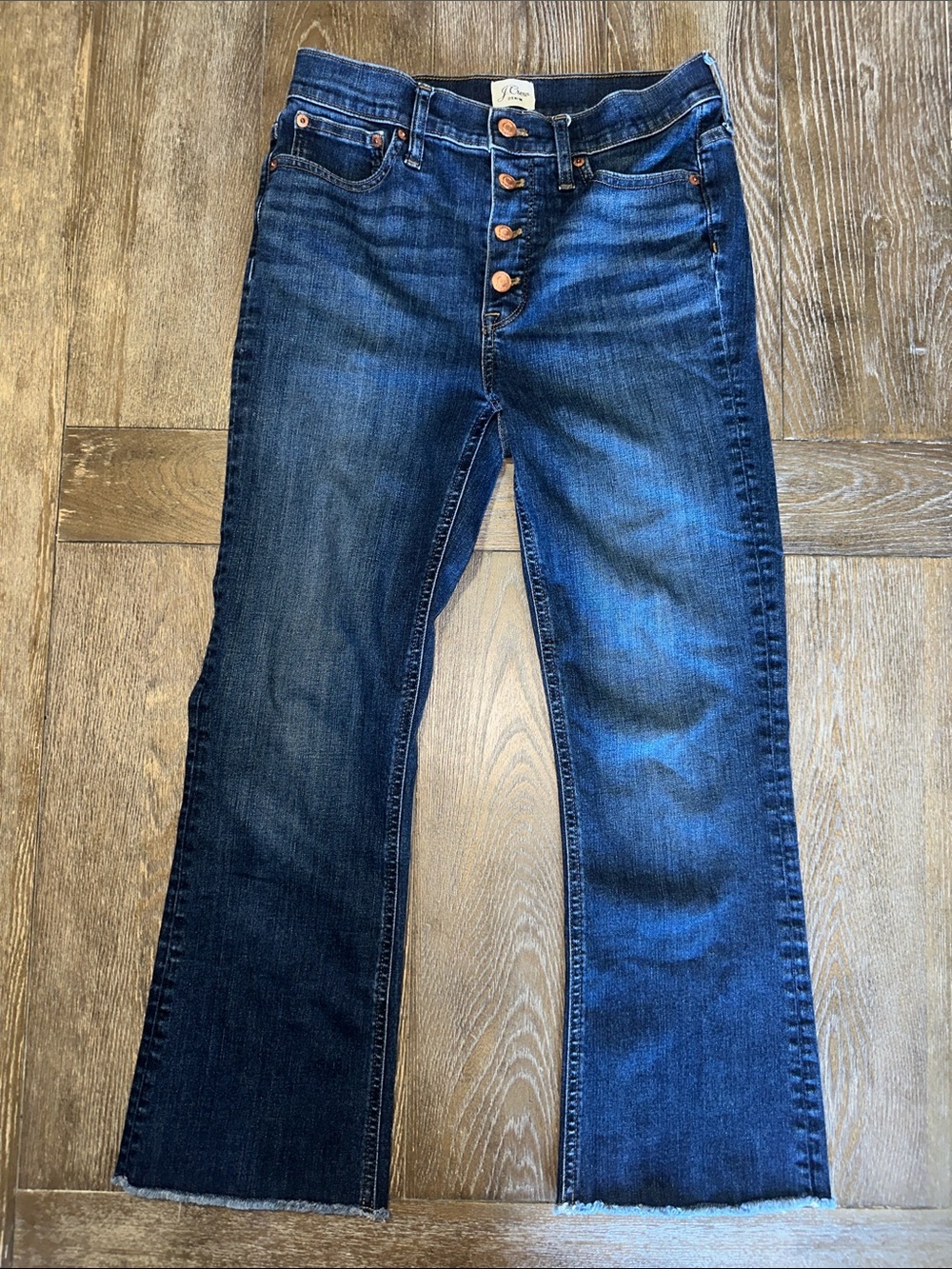 J.Crew Billie Demi Boot Crop Jeans Women’s 28 Dark Wash High Rise Button Fly